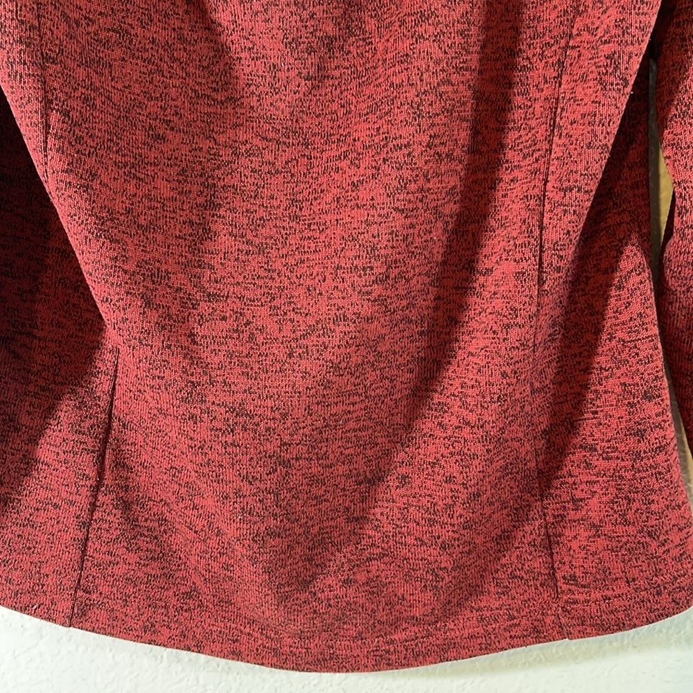 COLUMBIA Sweater Women Large Red Marled Fleece Lined Loop Button Hooded Outdoor - Picture 6 of 10